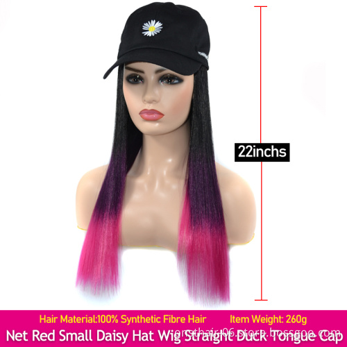 MYZYR Artificial Wig Hat Baseball Cap Curly Blond Wig Female Female Heat-resistant Fiber Elf Cut Long Wig with Long Straight OPP